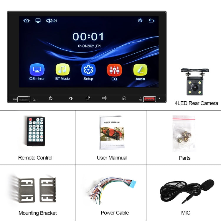 A2916 7 inch Dual-spindle Universal MP5 Car Carplay MP4 Player, Style: Standard+4 Light Camera - In Car by buy2fix | Online Shopping UK | buy2fix