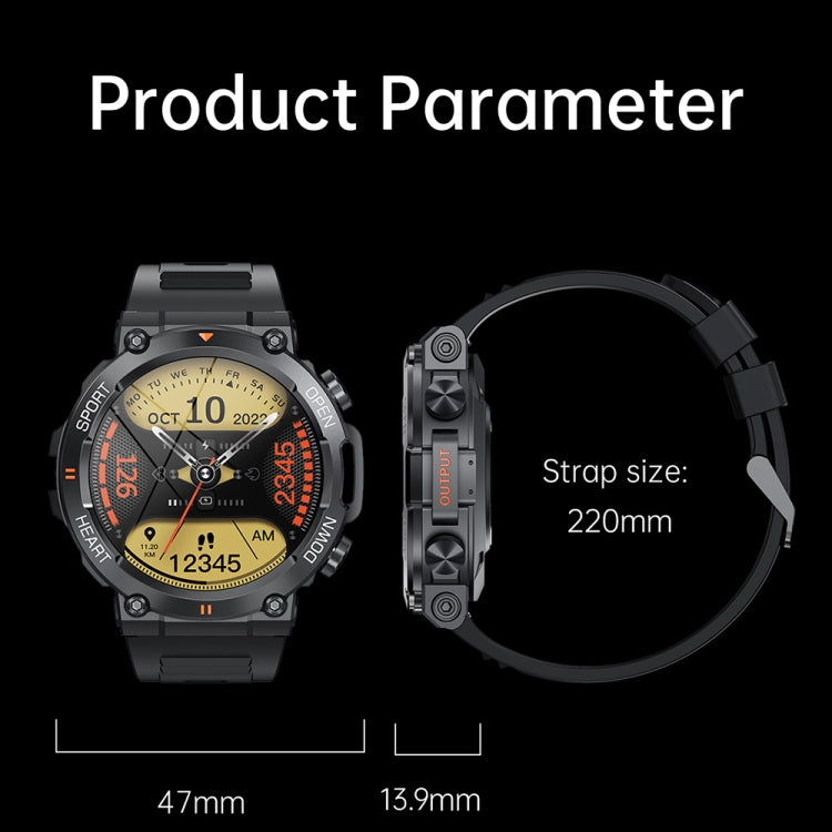 K56Pro 1.39 Inch Heart Rate/Blood Pressure/Blood Oxygen Monitoring Smart Calling Watch(Grey) - Smart Wear by buy2fix | Online Shopping UK | buy2fix