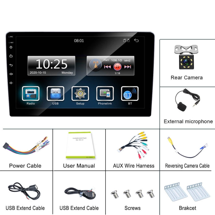 C7001 7 inch Touch Screen Built-In CarPlay Car MP5 Player, Style: Standard+8 Light Camera - In Car by buy2fix | Online Shopping UK | buy2fix