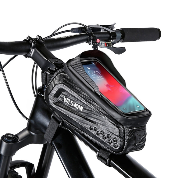 WILD MAN E10 1L Mountain Bike EVA Hard Shell Touch Screen Front Beam Bag(Black) - Bicycle Bags by WILD MAN | Online Shopping UK | buy2fix