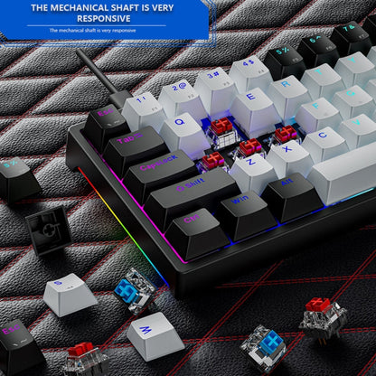 Dark Alien K710 71 Keys Glowing Game Wired Keyboard, Cable Length: 1.8m, Color: Black White Red Shaft - Wired Keyboard by Dark Alien | Online Shopping UK | buy2fix