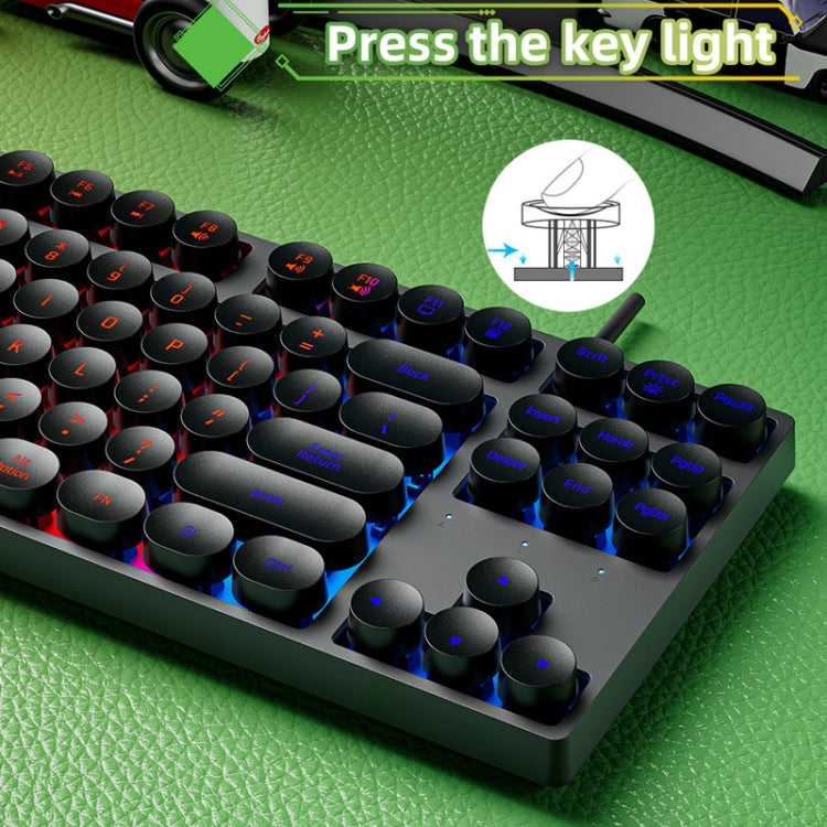 Dark Alien DK100 87 Keys Hot Plug-In Glowing Game Wired Mechanical Keyboard, Cable Length: 1.3m(Black) - Wired Keyboard by Dark Alien | Online Shopping UK | buy2fix