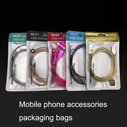 100PCS XC-0014 USB Data Cable Packaging Bags Pearl Light Ziplock Bag, Size: 10.5x15cm (Black) - Zip Lock Bags by buy2fix | Online Shopping UK | buy2fix