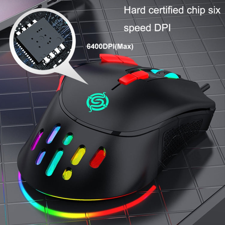 K-Snake Q15 9 Keys RGB Light Effect Wired Mechanical Mouse, Cable Length: 1.5m(Black) - Wired Mice by K-Snake | Online Shopping UK | buy2fix