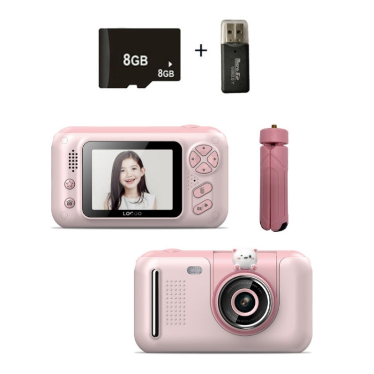 2.4 Inch Children HD Reversible Photo SLR Camera, Color: Pink + 8G Memory Card + Card Reader - Children Cameras by buy2fix | Online Shopping UK | buy2fix