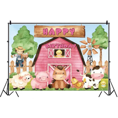 1.5m x 1m Cartoon Farm Animals Photography Backdrop Birthday Party Background Decoration(MDN12819) - Camera Accessories by buy2fix | Online Shopping UK | buy2fix