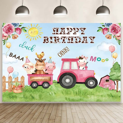 1.5m x 1m Cartoon Farm Animals Photography Backdrop Birthday Party Background Decoration(MDT08893) - Camera Accessories by buy2fix | Online Shopping UK | buy2fix