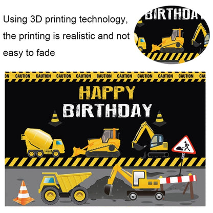 1.2m x 0.8m Construction Vehicle Series Happy Birthday Photography Background Cloth(12007646) - Camera Accessories by buy2fix | Online Shopping UK | buy2fix