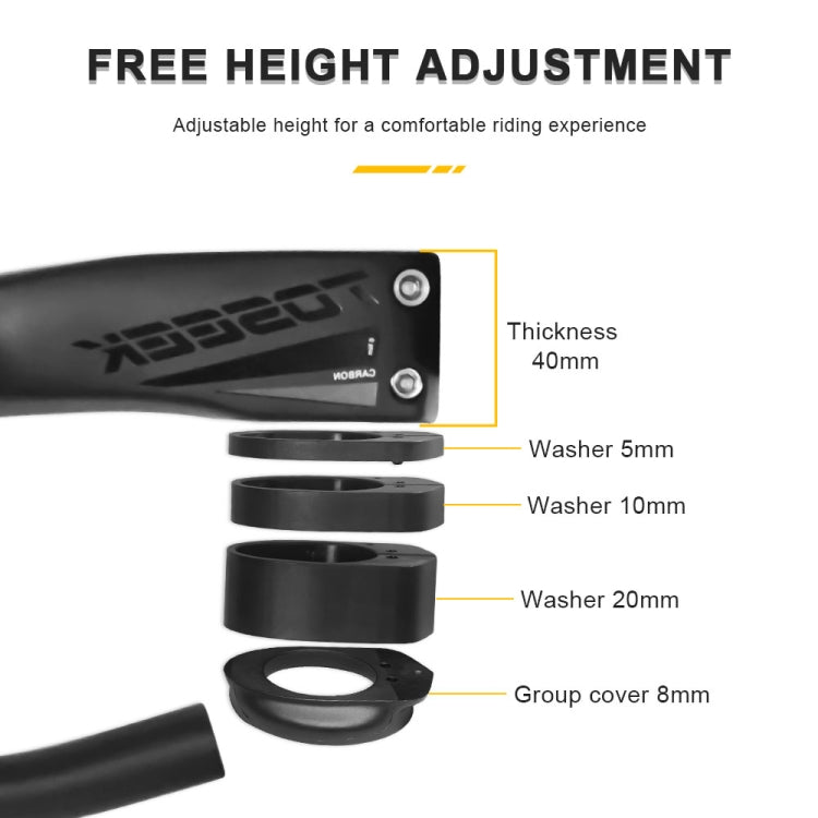 TOSEEK TR5500 Integrated Bending Handlebar Carbon Fiber Bike Grips, Size: 40x10cm - Outdoor & Sports by TOSEEK | Online Shopping UK | buy2fix
