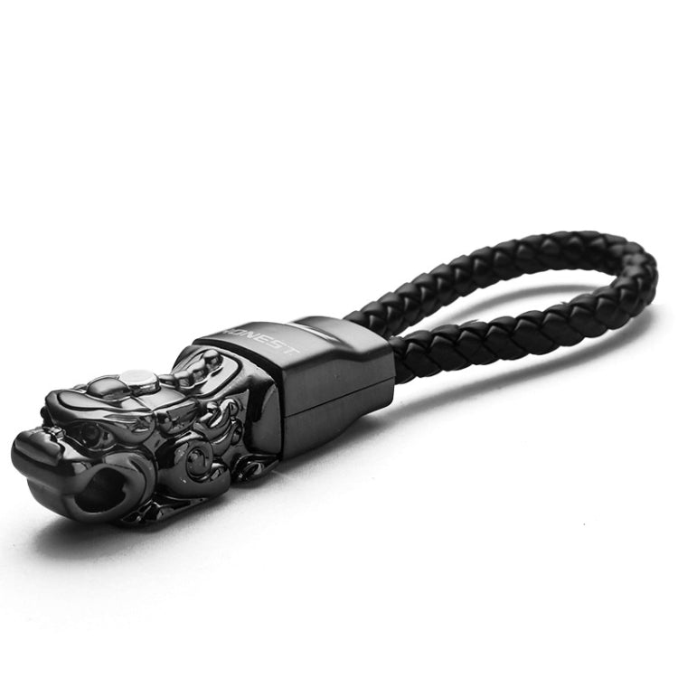 Braided Leather Rope Brave Troops Keychain With LED Light Metal Pendant(White+Gray Rope) - In Car by buy2fix | Online Shopping UK | buy2fix