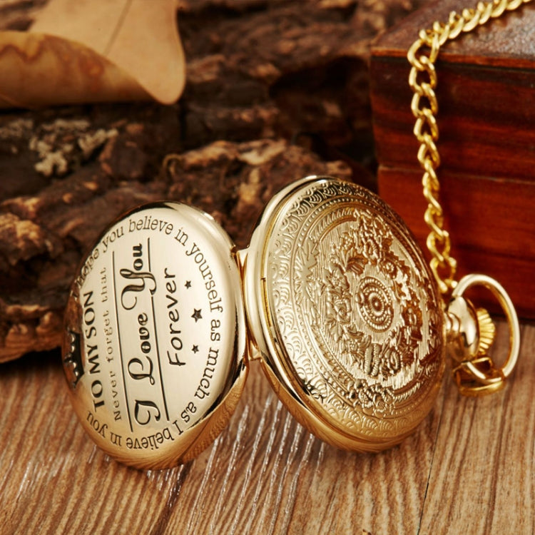 Engraved Vintage Commemorative Quartz Pocket Watch Round Watch, Style: I Love You (Silver) - Necklace Watch Watches by buy2fix | Online Shopping UK | buy2fix