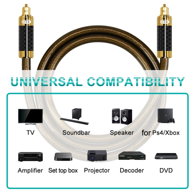 EMK GM/A8.0 Digital Optical Fiber Audio Cable Amplifier Audio Gold Plated Fever Line, Length: 2m(Transparent Coffee) - Audio Optical Cables by EMK | Online Shopping UK | buy2fix