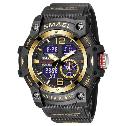 SMAEL 8007 Outdoor Sports Waterproof Dual Display Electronic Quartz Watch(Black Gold) - Sport Watches by SMAEL | Online Shopping UK | buy2fix