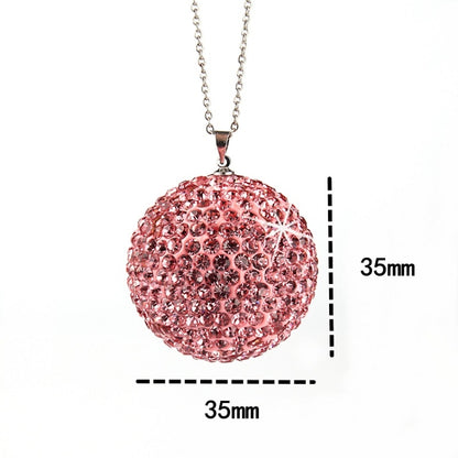 Car Diamond Crystal Ball Rearview Mirror Decoration Pendant(Pink) - In Car by buy2fix | Online Shopping UK | buy2fix