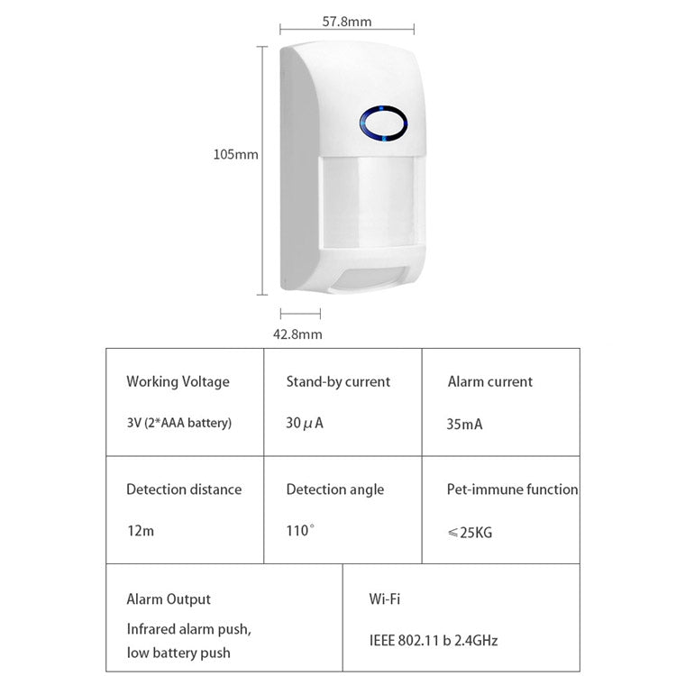 Tuya Smart App WiFi Infrared Alarm Smart Home Human Body Infrared Detector PIR - Security by buy2fix | Online Shopping UK | buy2fix