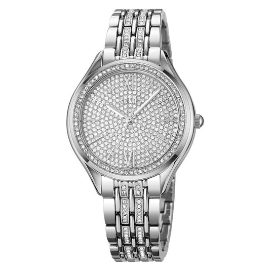 SKMEI 2030 Ladies Quartz Watch Waterproof Diamond Fine Steel Band Wrist Watch(Silver) - Metal Strap Watches by SKMEI | Online Shopping UK | buy2fix