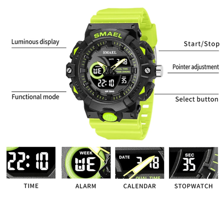 SMAEL 8081 Multifunctional Waterproof Luminous Numeric Digital Dual Display Outdoor Sports Watch(Gray Orange) - LED Digital Watches by SMAEL | Online Shopping UK | buy2fix