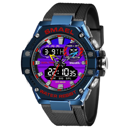 SMAEL 8066 Outdoor Electronic Sports Watch Alloy Colorful Multifunctional Men Watch(Steel Blue) - Sport Watches by SMAEL | Online Shopping UK | buy2fix