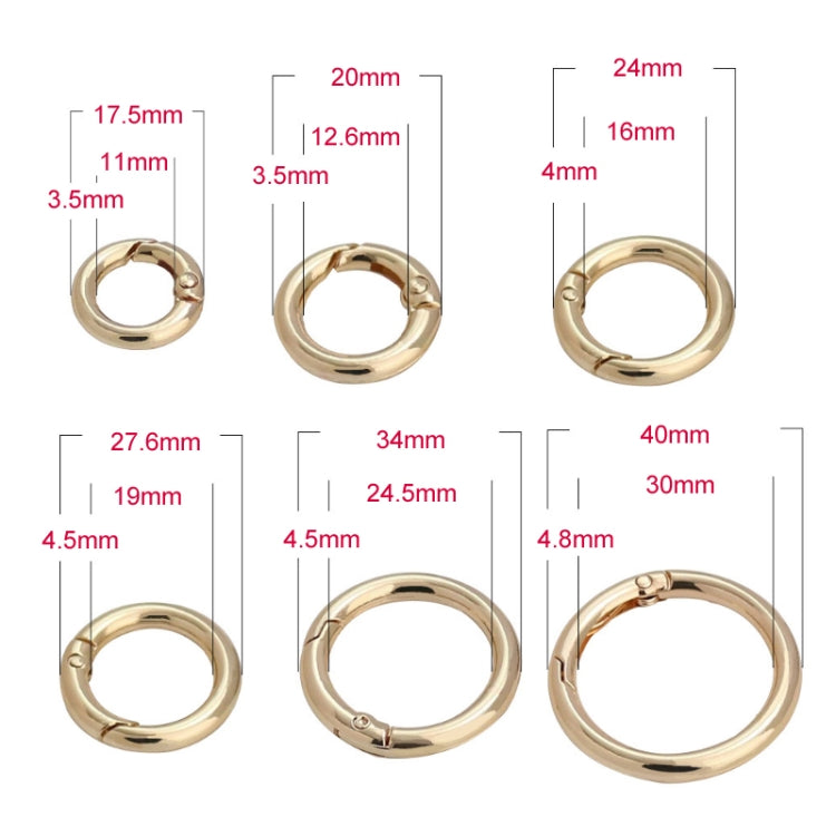 20pcs Zinc Alloy Spring Ring Metal Open Bag Webbing Keychain, Specification: 4 Points Light Gold - In Car by buy2fix | Online Shopping UK | buy2fix