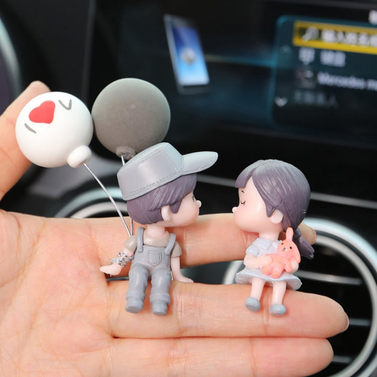 2pcs Car Ornament Ornament Lovely Kissing Couple Doll, Color: Stool Gray Couple - In Car by buy2fix | Online Shopping UK | buy2fix