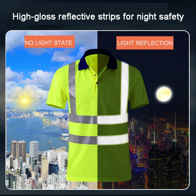 Reflective Quick-drying T-shirt Lapel Short-sleeved Safety Work Shirt, Size: XXXL(Orange Red +Navy Blue) - Workplace Safety Supplies by buy2fix | Online Shopping UK | buy2fix