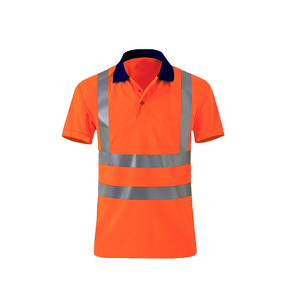 Reflective Quick-drying T-shirt Lapel Short-sleeved Safety Work Shirt, Size: XL(Orange Red) - Workplace Safety Supplies by buy2fix | Online Shopping UK | buy2fix