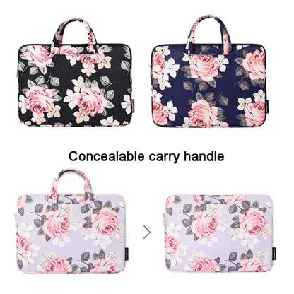 H40-B01 White Rose Pattern Laptop Case Bag Computer Liner Bag With Handle, Size: 13 Inch(Black) - 13.3 inch by buy2fix | Online Shopping UK | buy2fix