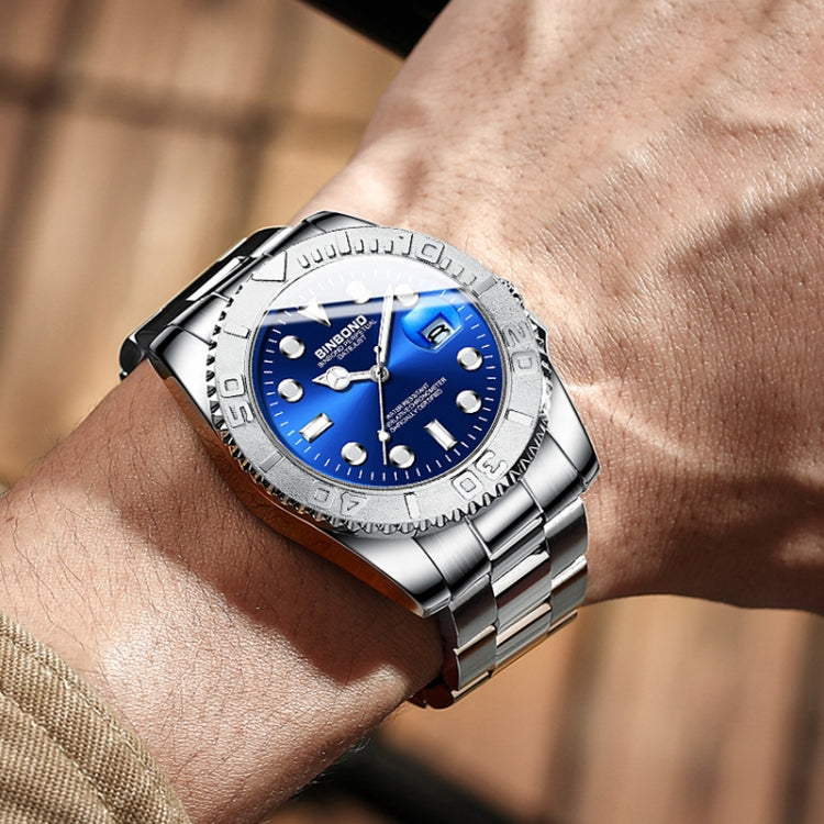 BINBOND B930 Metal Gear Luminous Quartz Watch 30M Waterproof Sports Watch, Color: White Steel-Black - Metal Strap Watches by BINBOND | Online Shopping UK | buy2fix