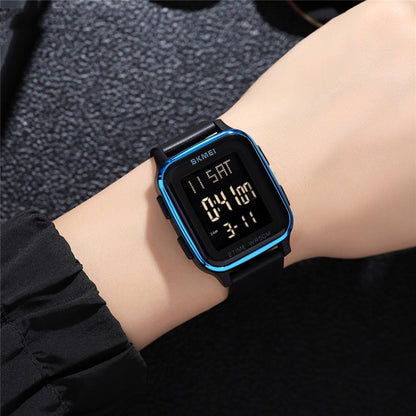 SKMEI 1858 Square Waterproof Digital Dual Display LED Luminous Watch(Blue) - LED Digital Watches by SKMEI | Online Shopping UK | buy2fix