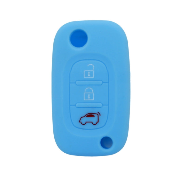 For Mercedes-Benz Smart Folding 2pcs 3 Button Silicone Key Case(Light Blue) - In Car by buy2fix | Online Shopping UK | buy2fix