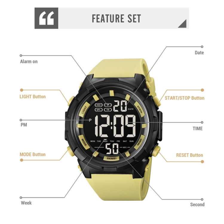 SKMEI 1845 Outdoor Waterproof Large Dial Multifunctional Sports Men Watch(Yellow) - Sport Watches by SKMEI | Online Shopping UK | buy2fix