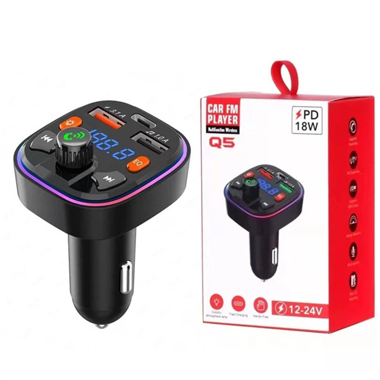 Q3 3.1A USB+PD Bluetooth Car Charger Car FM Transmitter Colorful Lighting -  by buy2fix | Online Shopping UK | buy2fix