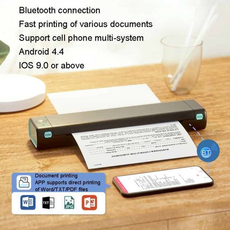 M08F Bluetooth Wireless Handheld Portable Thermal Printer(Black Letter Version) - Printer by buy2fix | Online Shopping UK | buy2fix