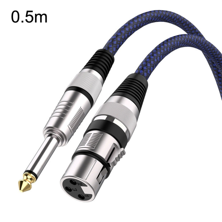 0.5m Blue and Black Net TRS 6.35mm Male To Caron Female Microphone XLR Balance Cable -  by buy2fix | Online Shopping UK | buy2fix