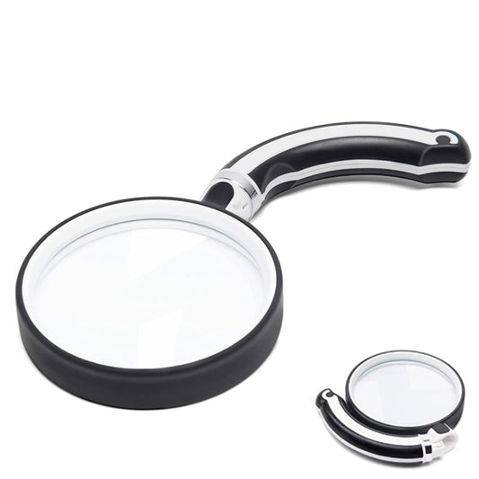75mm Rubber Handle Folding Rotating Hand Magnifying Glass - Hand Held Style by buy2fix | Online Shopping UK | buy2fix