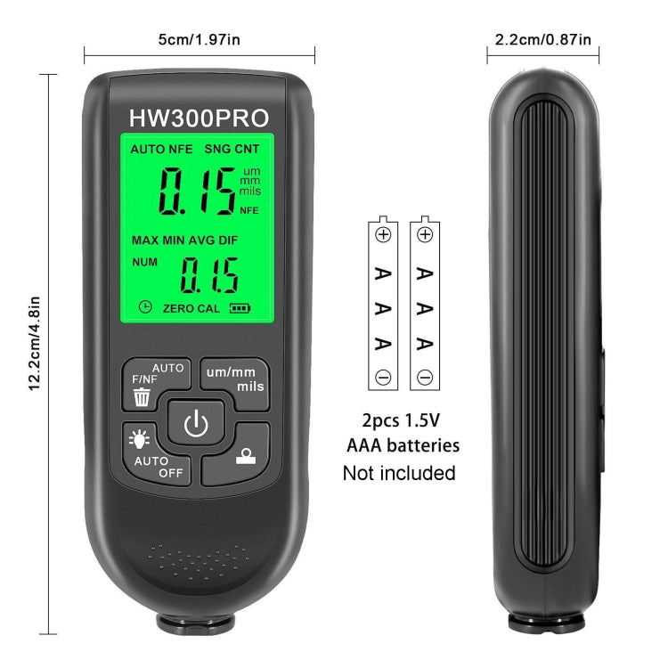 HW-300PRO High Precision Coating Paint Powder Layer Thickness Gauge Anti-slip Paint Film Gauge(White) - Coating Thickness Gauge by buy2fix | Online Shopping UK | buy2fix