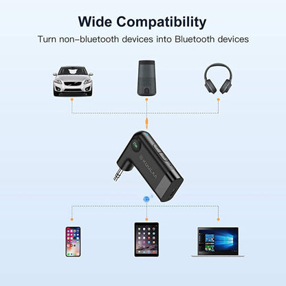 KUULAA KL-YP08 Car Wireless Bluetooth Receiver 5.0 Hands-free AUX 3.5mm(Black) - Bluetooth Adapters by KUULAA | Online Shopping UK | buy2fix