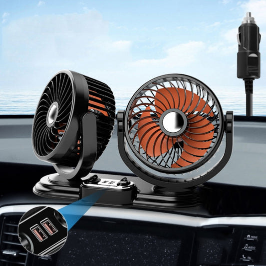 F621U Car Rotatable Turntable Silent Car Double Head Fan, Model: High Allocation 24V Cigarette Lighter - Heating & Fans by buy2fix | Online Shopping UK | buy2fix