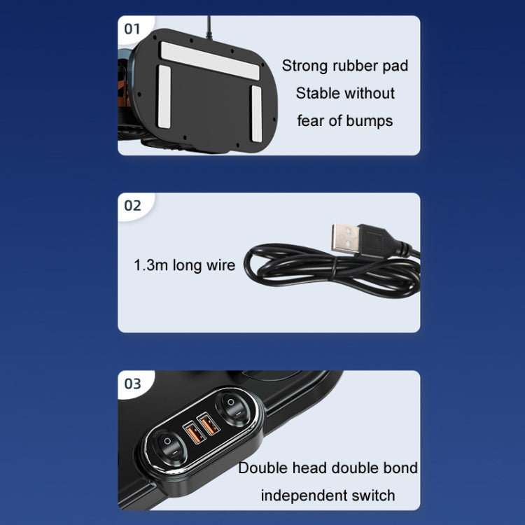 F621 Car Rotatable Turntable Silent Car Double Head Fan, Model: 24V Cigarette Lighter - Heating & Fans by buy2fix | Online Shopping UK | buy2fix