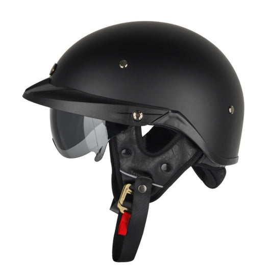 SOMAN Motorcycle Half Helmet Adjustable Helmet With Inner Mirror, Size: XXL(Matt Black) - Helmets by SOMAN | Online Shopping UK | buy2fix