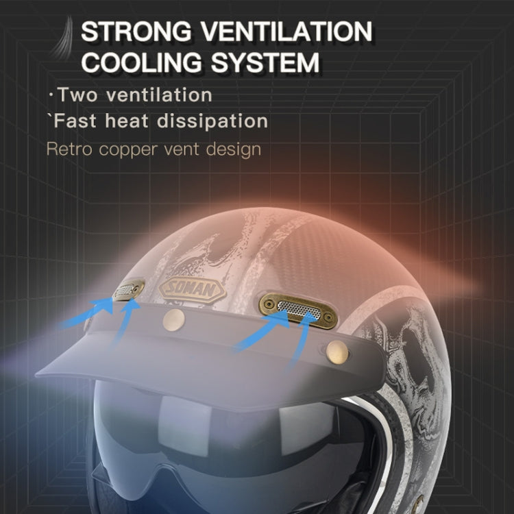 SOMAN Motorcycle Four Seasons Carbon Fiber Half Helmet, Color: Bright Carbon Fiber(XL) - Helmets by SOMAN | Online Shopping UK | buy2fix