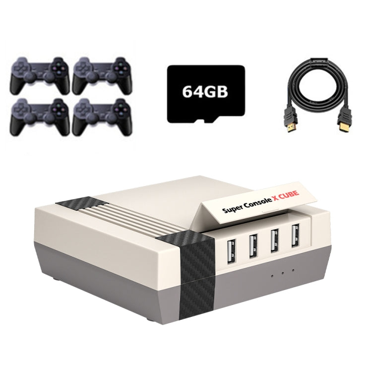 Super Console X Cube Wireless Retro TV Video Game Console Built-in 50+ Emulators 64G 33000+ Games 4 Handles(EU Plug) - Pocket Console by buy2fix | Online Shopping UK | buy2fix