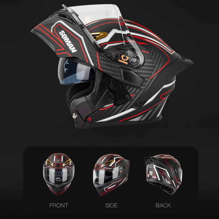 SOMAN Motorcycle Dual Lens Riding Peel-Off Full Coverage Helmet, Size: XL(Sapphire Vision) - Helmets by SOMAN | Online Shopping UK | buy2fix