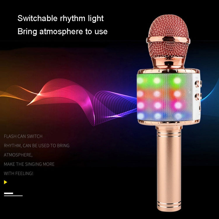 WS-858L LED Light Flashing Wireless Capacitance Microphone Comes With Audio Mobile Phone Bluetoon Live Microphone(Rose Gold) - Microphone by buy2fix | Online Shopping UK | buy2fix