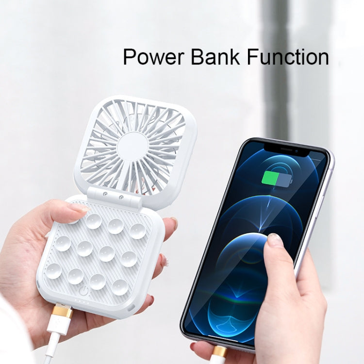 Mini Folding Neck Phone Holder Fan USB Charging Power Bank Fan(White) - Electric Fans by buy2fix | Online Shopping UK | buy2fix