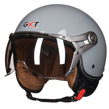 GXT Electric Vehicle Half Cover Helmet Four Seasons Retro Helmet, Size: L(Cement Gray) - Helmets by GXT | Online Shopping UK | buy2fix