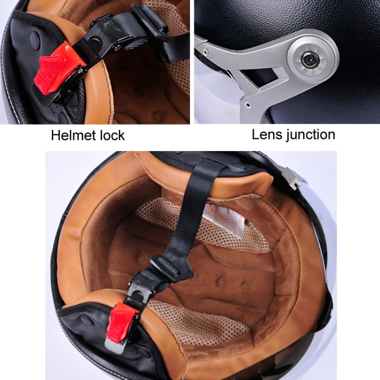 GXT Electric Vehicle Half Cover Helmet Four Seasons Retro Helmet, Size: XL(Matte Black Flower) - Helmets by GXT | Online Shopping UK | buy2fix
