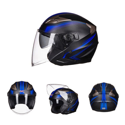GXT 708 Electric Vehicle Dual Lens Helmet Four Seasons Safety Helmet, Size: L(Bright Black Gray) - Helmets by GXT | Online Shopping UK | buy2fix