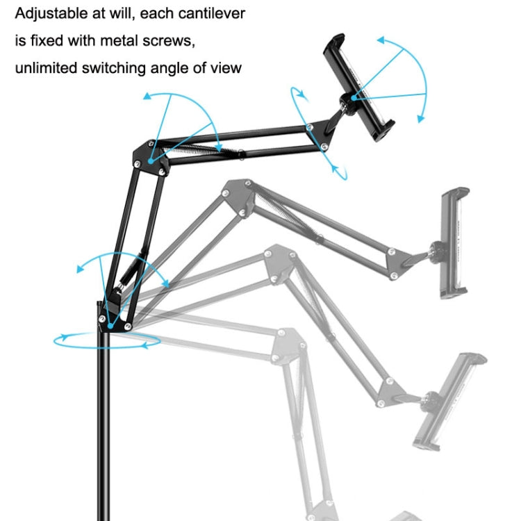 175cm Mobile Phone Tablet Live Broadcast Bedside Lifting Bracket Cantilever Floor Model (White) - Lazy Bracket by buy2fix | Online Shopping UK | buy2fix