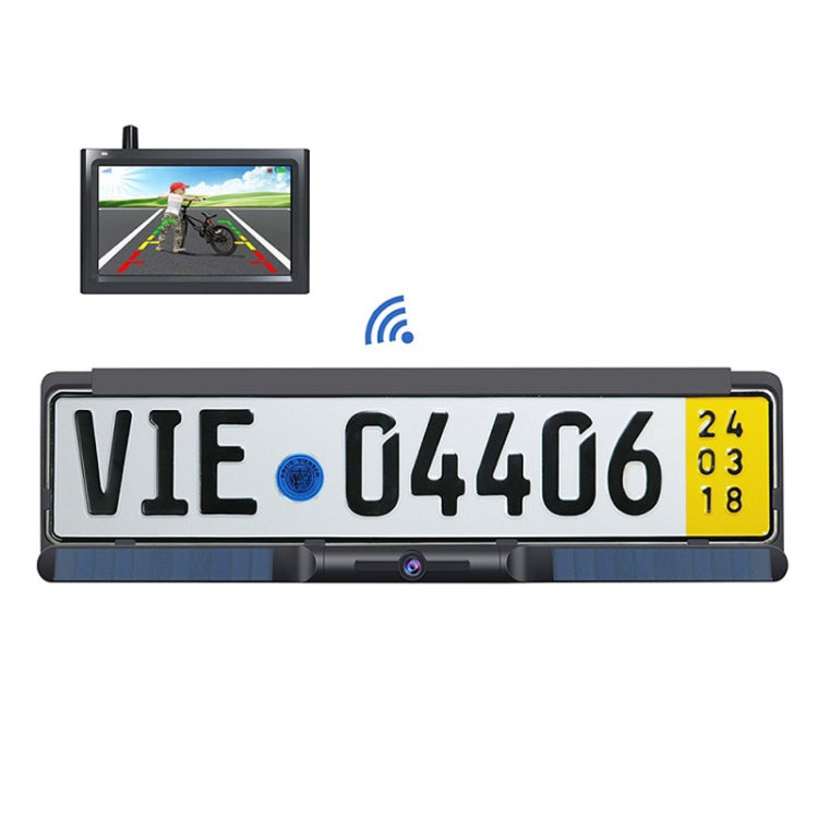 Solar Integrated License Plate Frame Vehicle Camera Wireless Reversing Display(RC03) - Rear View Cameras by buy2fix | Online Shopping UK | buy2fix